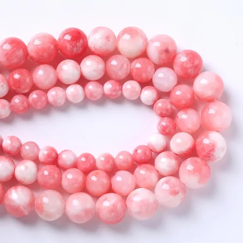 Miniatura 6 de Jiejinyu 46 piezas de cuentas sueltas espaciadoras de jade persa rosa de 8 mm para hacer joyas, pulseras, collares