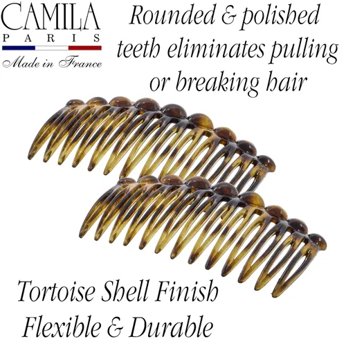 Miniatura 3 de Camila Paris CP2871/2 Peine lateral francés pequeño redondeado, Tokio French Twist Peines decorativos, pinzas de pelo de sujeción fuerte para Tokyo