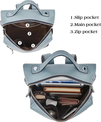 Miniatura 3 de BOSTANTEN Mochila de cuero genuino para mujer, mochila pequeña de moda, M