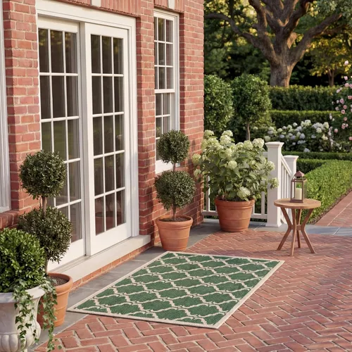 Miniatura 59 de SAFAVIEH Alfombra lavable al aire libre Courtyard Collection - 9 x 12 pies, beige y terracota, no desprende pelusa y fácil limpieza, ideal
