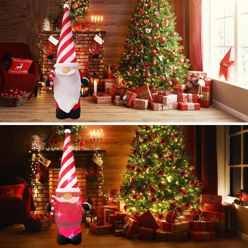 Miniatura 4 de Decoración inflable de Navidad de 7 pies para exteriores, enano con sombrero, decoración inflable de patio con luces LED integradas, adecuado