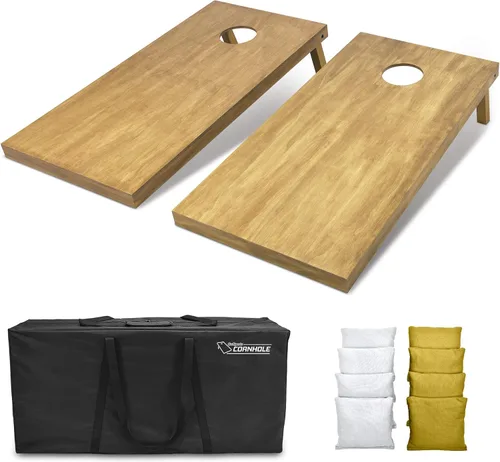 Miniatura 43 de GoSports 4 ft x 2 ft Regulation Size Wooden Cornhole Boards Set with Light Brown Finish - Includes Carrying Case and Bean Bags Negro- gris