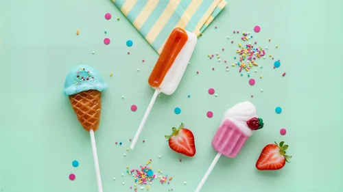 Miniatura 5 de Paletas de postre de caramelo de 24 unidades, batido, helado y paleta, crema de fresa, crema de naranja y lechones de crema de arándanos