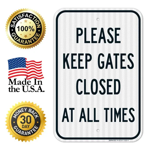 Miniatura 8 de Letrero con texto en inglés "Please Keep Gates Closed at All Times", 12 x 18 pulgadas, 3M EGP reflectante aluminio .063, resistente a