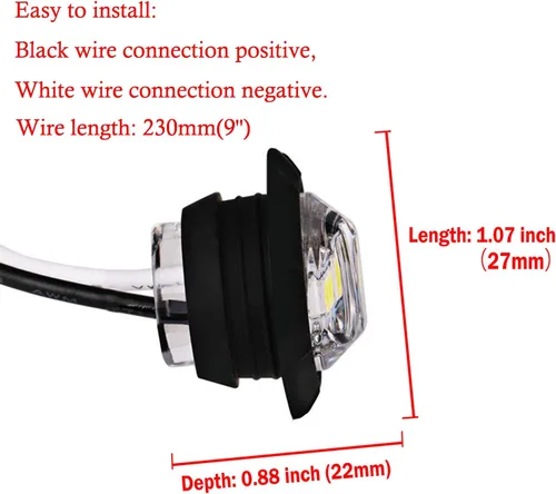 Miniatura 4 de KEING Paquete de 10 mini luces LED redondas selladas impermeables de 3/4 pulgadas, luz de señalización LED blanca de 12 V para remolque, camión