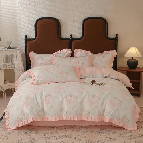 Miniatura 51 de Polka Dot Twin XL Duvet Cover Pink Zipper Twin XL Comforter Cover Cotton Double Gauze Cute Soft Duvet Cover Set with 2 Pillowcases Boho Girls
