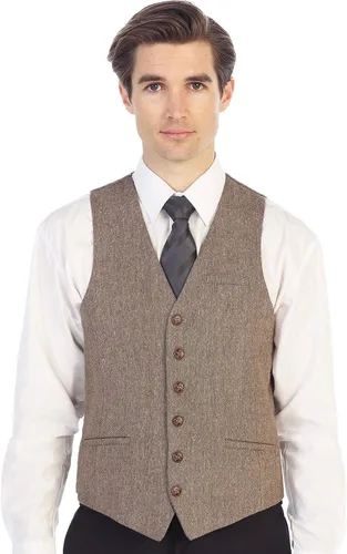 Miniatura 92 de Gioberti Chaleco de tweed formal de 6 botones para hombres
