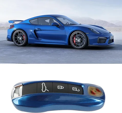 Jaronx 2 fundas para llavero color azul brillante compatibles con Cayenne Panamera 2018-2024/911 Carrera 2020-2024/Taycan 2020-2024, fundas para