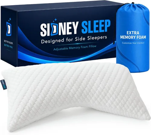 Miniatura 22 de Sidney Sleep Almohadas curvas ajustables para soporte de cuello y hombros con relleno extra triturado, almohada de contorno cervical para personas