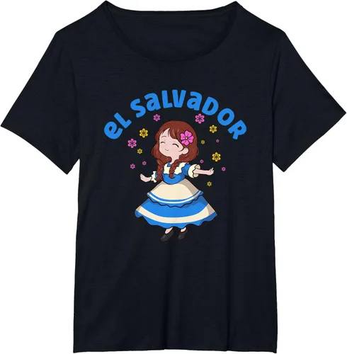 Miniatura 29 de Camiseta de mujer hispana con bandera salvadoreña de El Salvador Orgullosa, Negro