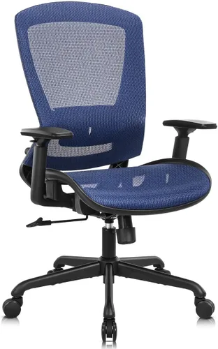 Miniatura 18 de ELABEST Silla de oficina de malla, silla ergonómica de escritorio para computadora, silla de tareas resistente, soporte lumbar ajustable y Beige