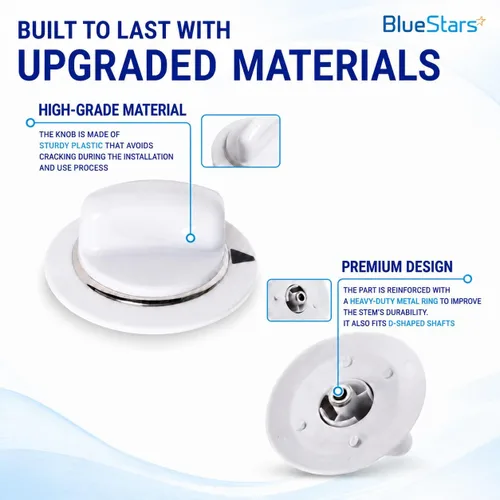 Miniatura 4 de BlueStars WE1M654 - Pomo temporizador para secadora con anillo de metal reforzado, compatible con secadores GE y Hotpoint, reemplaza a AP3995098