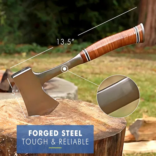 Miniatura 3 de Estwing Sportsman's Axe - Hacha de camping de 14 pulgadas con construcción de acero forjado y agarre de cuero genuino - E24A