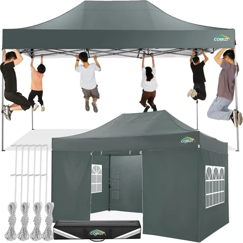 Miniatura 32 de COBIZI Carpa Toldo Emergente de 10x10 pies, Toldo de 10x10 con 4 Paredes Laterales Impermeable de Servicio Pesado Carpa Comercial para Fiestas