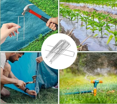 Miniatura 5 de Estacas de jardín - 8 pulgadas en forma de U, paquete de 50 Galvanizado y resistente al óxido para un uso duradero en exteriores. Perfecto