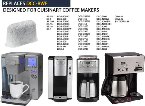 Miniatura 3 de GOLDTONE Paquete de 12 filtros de agua de carbón para cafetera y máquinas CUISINART cartuchos de repuesto DCC-RWF