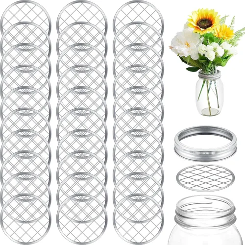 Miniatura 8 de Tapa de inserción de tarro de flores Mason para tarros de conservas de boca ancha, tapa de flores de metal, rejilla de masón, organizador de flores
