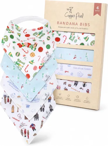 Miniatura 36 de Copper Pearl Baberos tipo bandana para bebé, paquete de 4 baberos de algodón suave para babear y dentición, absorbentes, ajuste ajustable, muchos