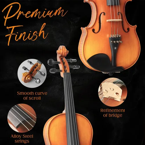 Miniatura 3 de Violín Acústico Para Principiantes, CVN-500 Violines de Iniciación de Madera Maciza de Ébano Equipados, Kit de Violín para Estudiantes con Estuche