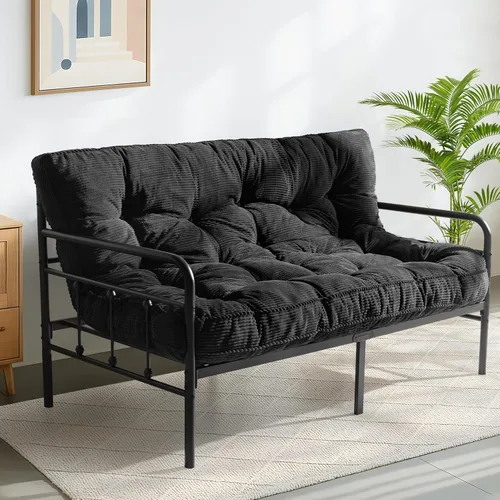 Miniatura 10 de MAXYOYO Colchón Futón de 6 pulgadas, Tamaño Full, Futones Tufted Sofá Cama con Diseño de Borde de Cuerda Trenzada, Colchón de Piso de Tela Gruesa