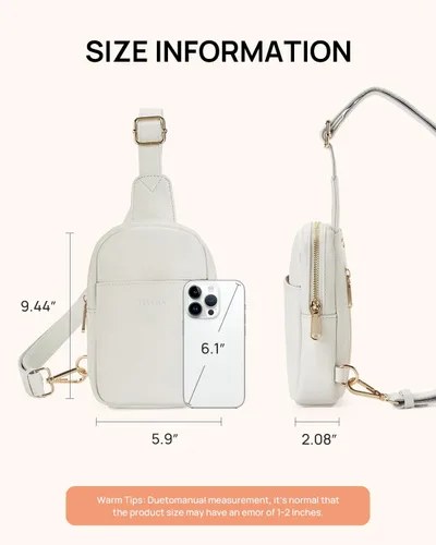 Miniatura 55 de Telena Riñonera pequeña para mujer, de cuero, cangureras, bolsa de pecho para mujer