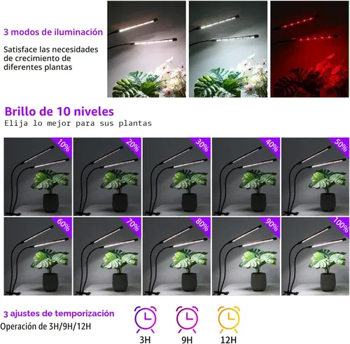 Miniatura 4 de Luces de cultivo de mejora con 168 LEDs, luces de planta con clip para plantas de interior, lámparas de crecimiento de plantas LED blancas+rojas