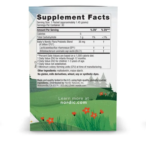 Miniatura 2 de Nordic Naturals Baby's Nordic Flora Probiotic Powder, sin sabor, 30 paquetes, 4 mil millones de UFC, salud digestiva y apoyo inmunológico para bebés