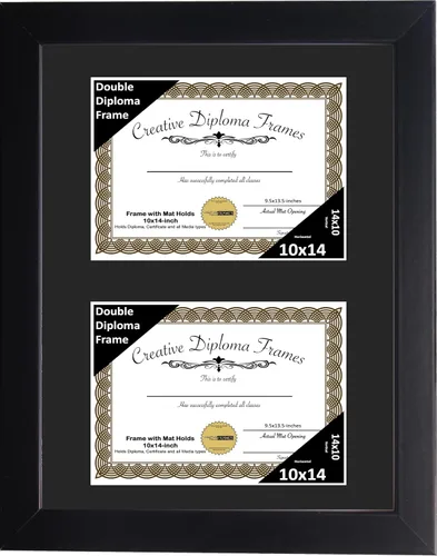 Miniatura 53 de Creative Picture Frames Marco de diploma doble clásico negro de 6 x 8 pulgadas con vidrio negro y colgador de pared instalado