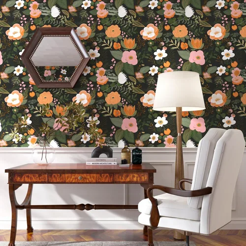 Miniatura 2 de Danodoi Papel tapiz floral amarillo para despegar y pegar, papel tapiz de vinilo para pegar y despegar, papel adhesivo colorido para armarios, papel