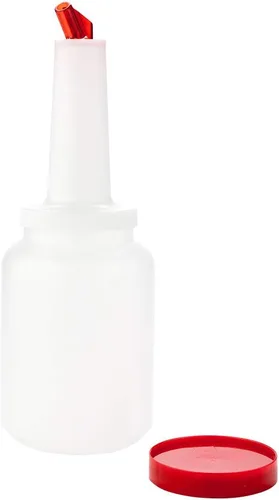 Miniatura 2 de Restaurantware Botella de plástico de almacenamiento de 2 cuartos de galón, con boquilla roja y tapa, botella de almacenamiento de barra, 4 3/4 Rojo