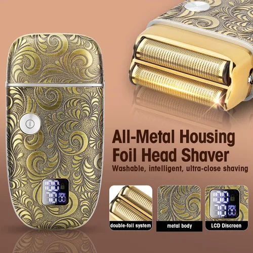 Miniatura 3 de Suttik Afeitadoras de aluminio para hombres, maquinilla de afeitar eléctrica, cortaúñas y recortadoras para hombres con pantalla LED, impermeable