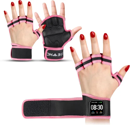 Miniatura 9 de Guantes de levantamiento de pesas compatibles con relojes inteligentes, guantes de entrenamiento ventilados con muñequeras para hombres y mujeres