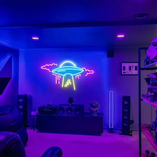 Miniatura 10 de Letrero de neón de astronauta, astronauta sentado en el planeta tocando guitarra, luz LED de neón, decoración de sala de juegos, decoración de museo