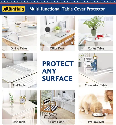 Miniatura 4 de Protector de mesa de madera para muebles, manteles de plástico transparente lavable, funda protectora para escritorio, vinilo de PVC, protector