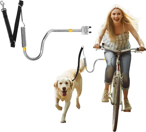 Miniatura 10 de Correa de bicicleta para perros – Accesorio de bicicleta manos libres para perros, absorción de golpes segura, longitud ajustable, fácil de instalar