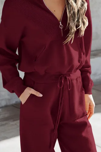 Miniatura 6 de PRETTYGARDEN Conjunto de suéter de 2 piezas para mujer, sudadera con cremallera, pantalones deportivos, ropa casual