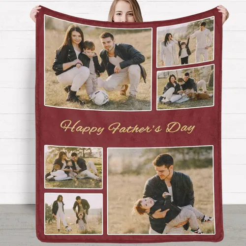 Miniatura 13 de Manta personalizada para el Día del Padre, regalo de hija, hijo, esposa, manta con imagen personalizada para papá, manta con imagen personalizada