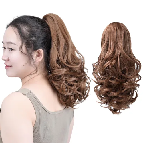 Miniatura 43 de SYXLCYGG Auburn Clip Cola de caballo Clip Cola de caballo Extensión de cola de caballo ondulado 10 pulgadas 3.5 oz pelo sintético falso pieza