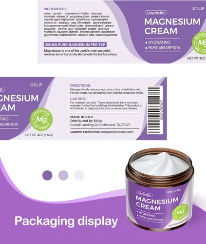 Miniatura 7 de stilip Crema Tópica Natural de Magnesio para el Sueño, Loción Nocturna de Magnesio para el Dolor y Calambres en las Piernas, Relajación Muscular