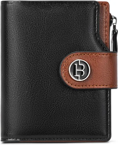 Miniatura 11 de BOSTANTEN - Billetera de cuero para mujer, pequeña, con bloqueo RFID, de dos pliegues, bolsillo con cremallera, tarjetero con ventana para 1-beige