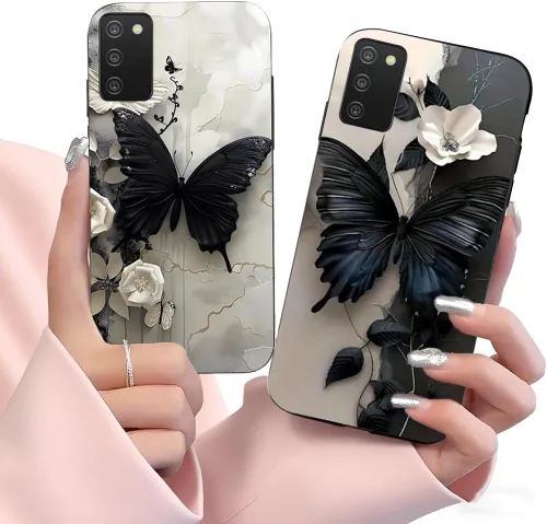 Paquete de 2 fundas para Samsung Galaxy A03S a prueba de golpes, diseño delgado, antideslizante, funda para Galaxy A03S (negro)