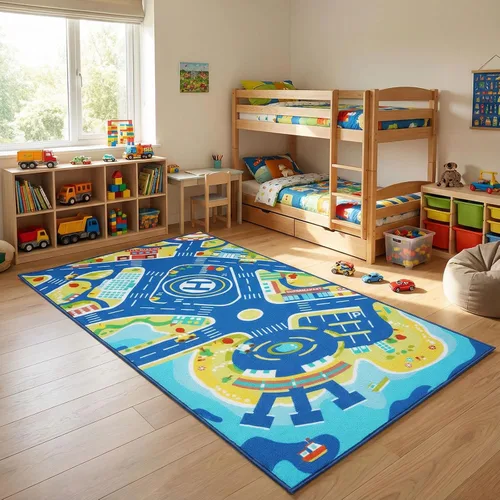 Miniatura 8 de Alfombra de juego para niños con bolsa de almacenamiento, grande de 55 x 26 pulgadas, alfombra de juego de actividades para jugar en el suelo