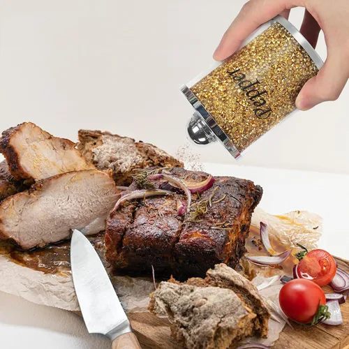 Miniatura 2 de Juego de saleros y pimenteros de cristal con bandeja, decoración de casa de diamantes triturados de cristal brillante para cocina, tarro de sal