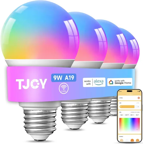 Miniatura 12 de TJOY Bombillas LED regulables A19, bombillas LED E26 equivalentes a 60 vatios, blanco suave cálido 2700K, base estándar de 800 lúmenes, bombillas
