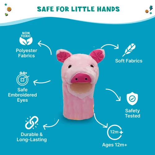 Miniatura 8 de Get Ready Kids Juego de marionetas de animales de granja, 4 marionetas grandes de 12 pulgadas para niños pequeños, incluye cerdo, pato, vaca