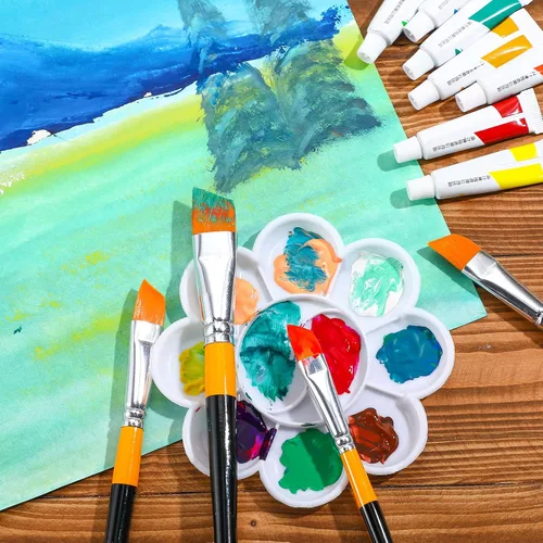 Miniatura 6 de Containlol Juego de 6 pinceles de pintura acrílica de 1/2 pulgada, juego de pinceles planos en ángulo, pequeños pinceles de pintura