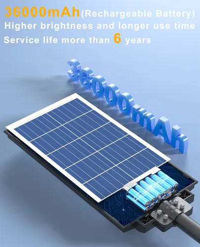 Miniatura 6 de JAYNLT Y-9800W Luces solares de calle para exteriores, luces de estacionamiento comerciales de 6500K del atardecer al amanecer, lámparas