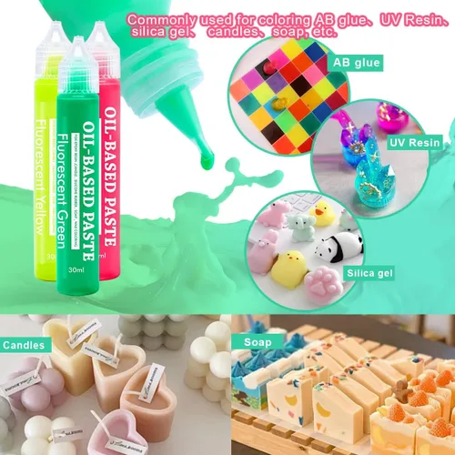 Miniatura 8 de Pigmento de pasta a base de aceite de resina epoxi, 20 colores altamente pigmentados, uso para resina epoxi, vela, goma de silicona, jabón