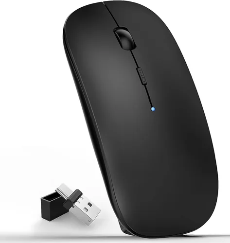 Ratón inalámbrico, mouse Bluetooth para MacBook Pro/MacBook Air/computadora portátil/PC/Mac/iPad pro/computadora, Bluetooth 5.2/3.0 y receptor USB