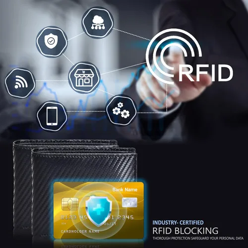 Miniatura 3 de Carteras RFID delgadas para hombres - Cartera de bolsillo frontal de piel genuina
